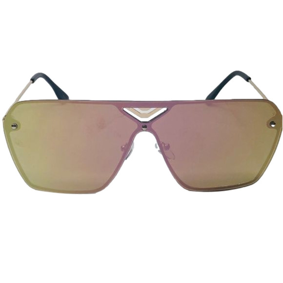 6041 | Gold/Green Rimless Shield Sunglasses - Picture 1 of 6
